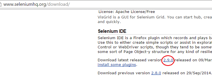 Selenium IDE download