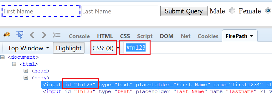 id attribute in CSS selector