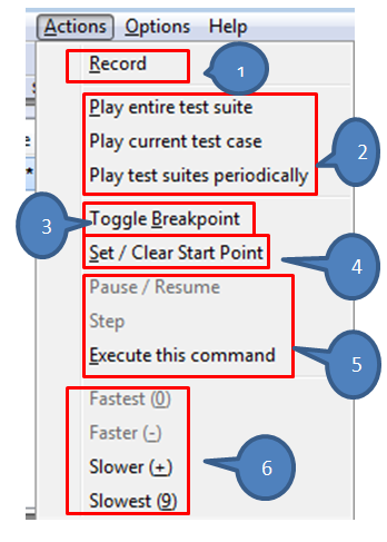 Actions Menu