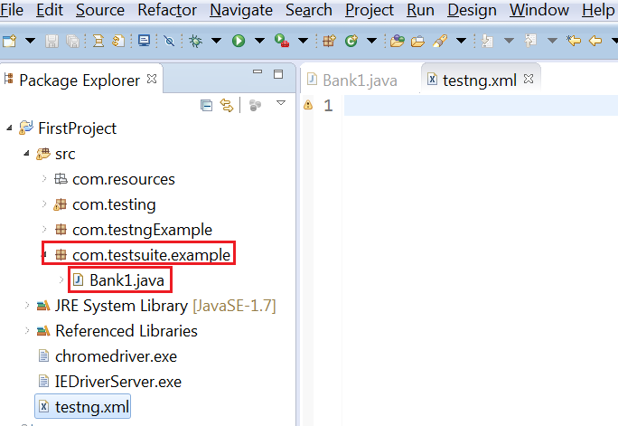 Add class in testng suite