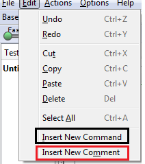 Edit menu in selenium IDE