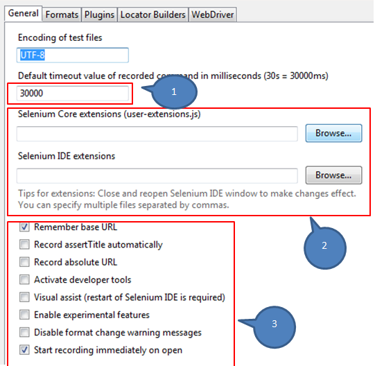 General in selenium IDE