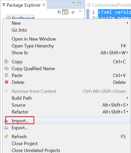 Import in eclipse