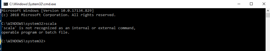 Scala is not recognised as an internal or external command